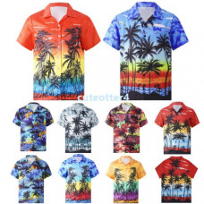 Men's Hawaiian Tropical Luau Aloha Beach Party Button Up Casual Dress Shirts