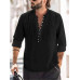 Men Button Up Shirt Solid Linen Hippie Beach Lightweight Casual Long Sleeve Soft