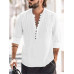 Men Button Up Shirt Solid Linen Hippie Beach Lightweight Casual Long Sleeve Soft