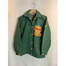 Vintage 60s 70s Independent Ball Club Varsity Jacket Green Womens L/XL Snap Coat