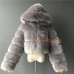 New Fashion Winter Warm Women Faux Fur Hooded Short Furry Jacket Fur Trim Coats