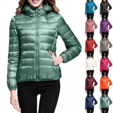 Women Down Coat Warm Waterproof Lightweight Jacket Hooded Slim Outerwear Jacket 