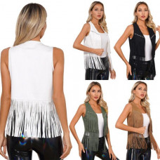 Women's Coats Fashion Waistcoat Carnival Jackets Party Vest Top Tassel Costume