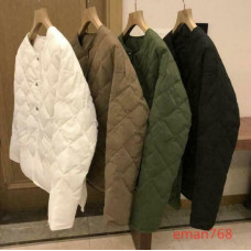 Women Rhombus Corduroy Cotton Padded Jacket Round Toe Warm Winter Coats Outwears