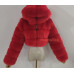 New Fashion Winter Warm Women Faux Fur Hooded Short Furry Jacket Fur Trim Coats