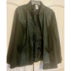 Genuine Green Leather Ponte Knit Zip Jacket Blazer Size 1X