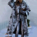 Women's Coat Floral Print Loose Autumn Winter Long Sleeve Jacket Fashion Outwear