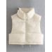 Women Fashion High Neck Cropped Waistcoat Puff Vest Casual Sleeveless Jacket