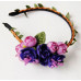 Ladies headband with purple & pink floral arrangement - good quality! Well made.