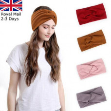 Women Ladies Wide Twist Rib Headband Stretch Hairband Elastic Head Wrap Turban 