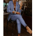 2Pcs Women Business Blazer Suit Jacket Tops Pants Ladies OL Formal Work Coat Set