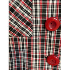 VTG 2-Pc. Red, White & Black Plaid Button-Up Suit Top/Skirt Size Medium