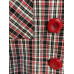 VTG 2-Pc. Red, White & Black Plaid Button-Up Suit Top/Skirt Size Medium