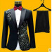 New Men Sequins Blazer Pants Long Trouser Coat handmade Jacket Suit Bowtie FUC