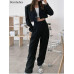 2 Piece Sets Blazer Suits Women Crop Coat Pant Suits Long Sleeve 2 Pieces Outfit