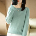 Women Wool Cashmere Sweater Knitted Pullover Slim Crew Neck Sweater Solid Jumper