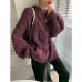  Flower Thickened Woolen Knit Woman Autumn Winter Round Neck Long Sweater