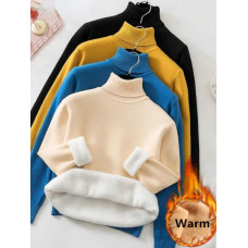 Winter Turtleneck Slim Sweater Womem Warm Thicken Knit Soft Sueter Top