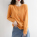 Women's Cashmere Blend Cardigan Sweater Solid Color Simple Crew Neck Jacket Coat