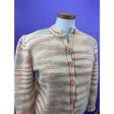 Vintage handknit 60s pastel cardigan sweater orange and yellow