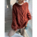  Flower Thickened Woolen Knit Woman Autumn Winter Round Neck Long Sweater