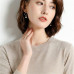 Women Wool Cashmere Sweater Knitted Slim Crew Neck Sweater Pullover Solid