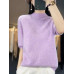 Half Sleeve Cashmere Women Knitted Sweater Merino Wool Spring  Mock-Neck Top 