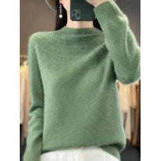 2023 Autumn Winter Women's Sweater 100% Wool Half Turtle Collar